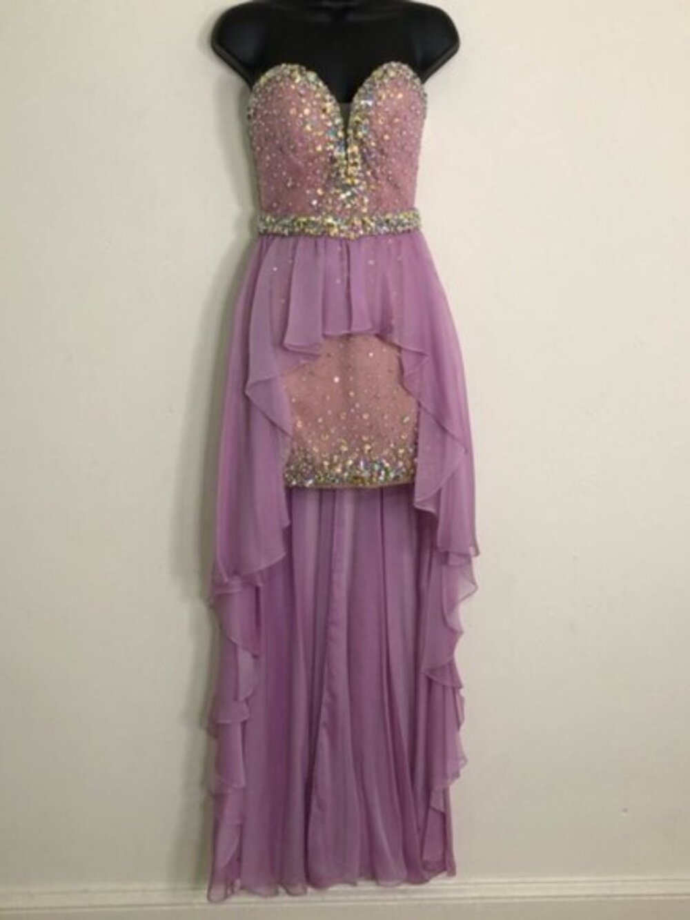 GiGi (by La Femme) Lavender High-Low Peplum Gown - Size 2 - NWT